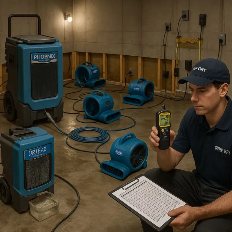 Structural Drying and Dehumidification process in Vista Santa Rosa, CA
